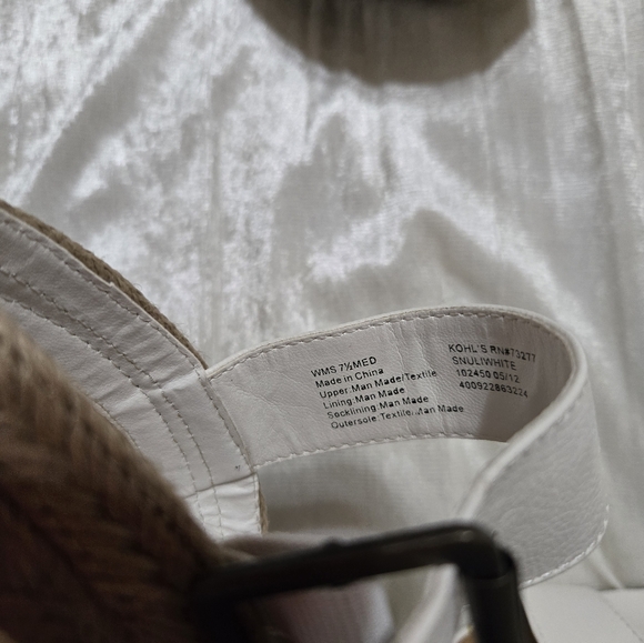 Kohl's White Espadrille Sandals Size 7 1/2 EUC Worn Once!! - Picture 5 of 6